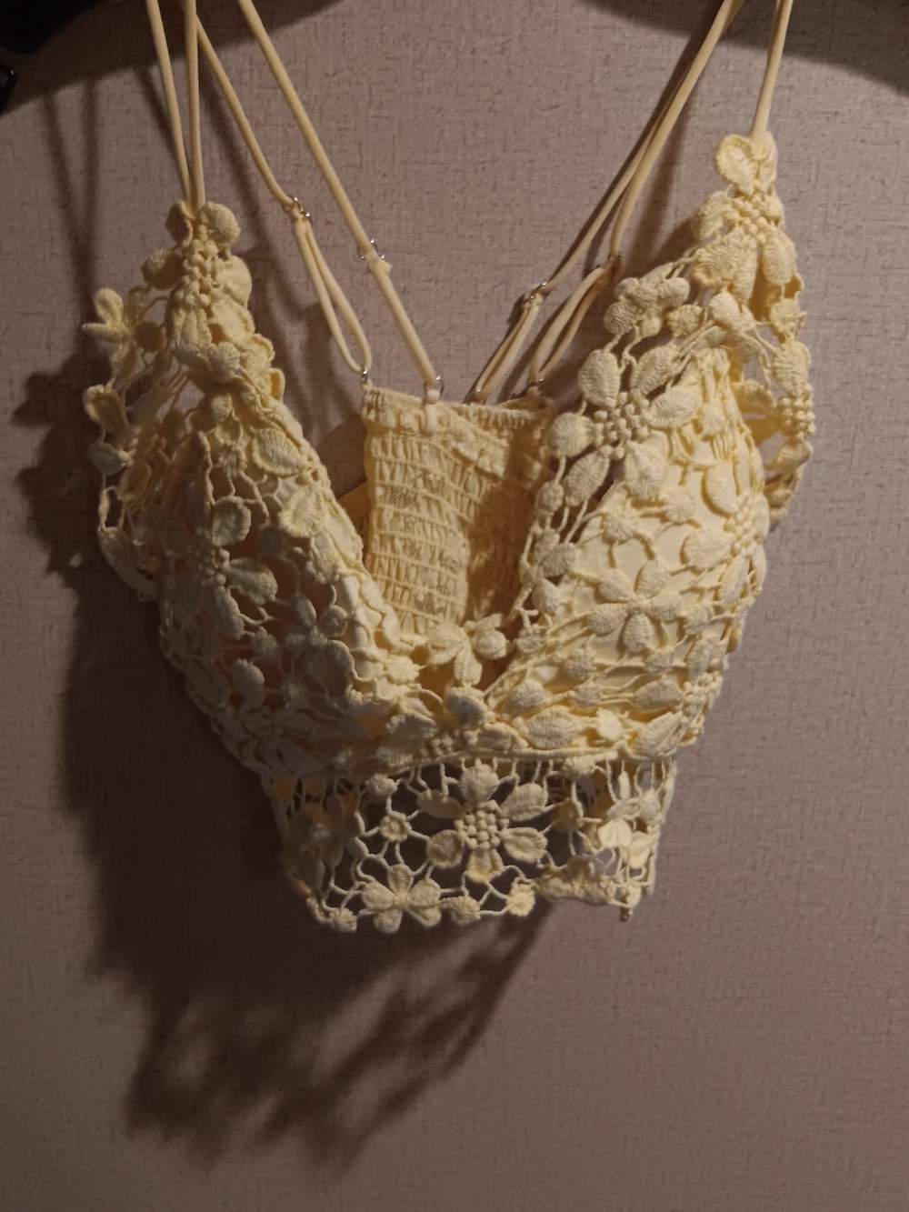 Yellow Crochet Floral Bralette Top